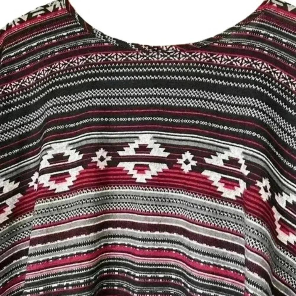 Cato Womens Oversized Fringe Blouse Size Small